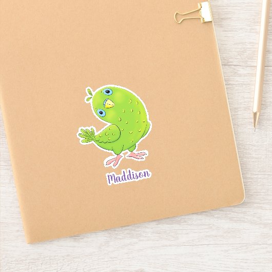 可愛いベビーグリーンインコ漫画イラストレーション シール (ノートブック)