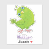 可愛いベビーグリーンインコ漫画イラストレーション シール (シート)