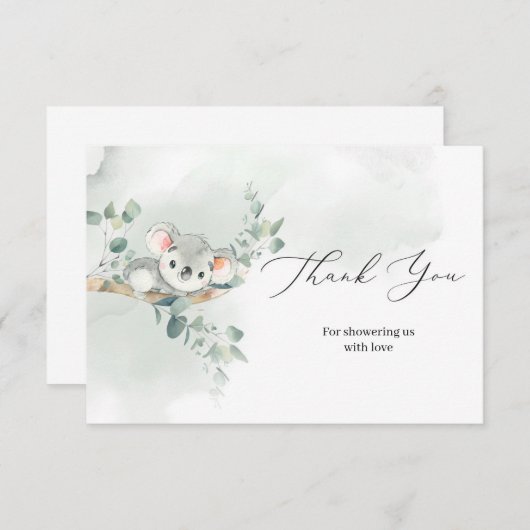 可愛いベビーコアラ緑のユーカリ感謝していスユー エンクロージャーカード (正面/裏面)