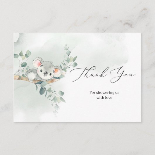 可愛いベビーコアラ緑のユーカリ感謝していスユー エンクロージャーカード (正面)