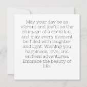 可愛いベビーコカトオウム柔らかいピンクの花 (裏面)