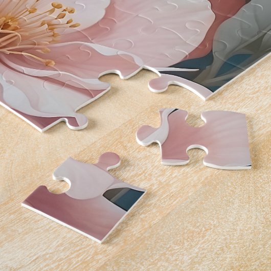 可愛いベビーコカトオウム柔らかいピンクの花 ジグソーパズル (側面)