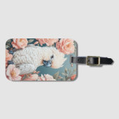 可愛いベビーコカトオウム柔らかいピンクの花 ラゲッジタグ (正面横)