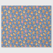 可愛いベビーコルギドッグパターン ラッピングペーパー (フラット)