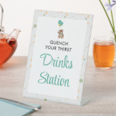 可愛いベビーシャワーテディベアバルーンドリンクステーション 台座サイン (インサイチュ)