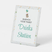 可愛いベビーシャワーテディベアバルーンドリンクステーション 台座サイン (正面)