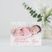 可愛いベビースタイリッシュ台本誕生発表写真 ポストカード (スタンド正面)