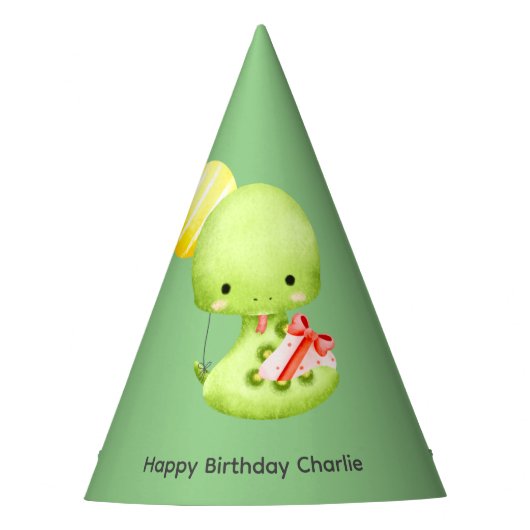 可愛いベビースネーク風船誕生日 パーティーハット (正面)