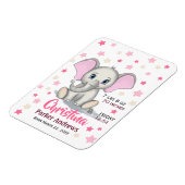 可愛いベビーゾウとピンクの耳ガール誕生統計 マグネット (左側)