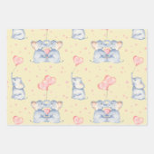 可愛いベビーゾウとモミー水彩少女 ラッピングペーパーシート (正面2)