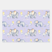 可愛いベビーゾウとモミー水彩少女 ラッピングペーパーシート (正面)