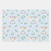可愛いベビーゾウとモーミー水彩少年 ラッピングペーパーシート (正面3)