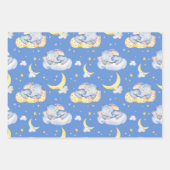 可愛いベビーゾウとモーミー水彩少年 ラッピングペーパーシート (正面2)