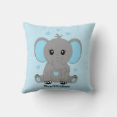 可愛いベビーゾウ青い男の子 クッション (裏面)
