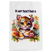 可愛いベビータイガーのカスタマイズ ミディアムペーパーバッグ (正面)