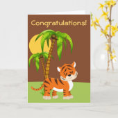 可愛いベビータイガーグリーティングカード カード (黄色い花)