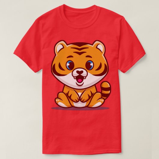 可愛いベビータイガー座る漫画 Tシャツ (デザイン正面)
