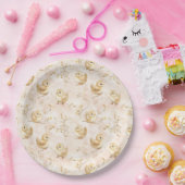 可愛いベビーチックピンクの水色パターン ペーパープレート (パーティー)