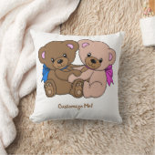 可愛いベビーテディベアかわいい双子パーソナライズされた クッション (ブランケット)