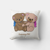 可愛いベビーテディベアかわいい双子パーソナライズされた クッション (正面)
