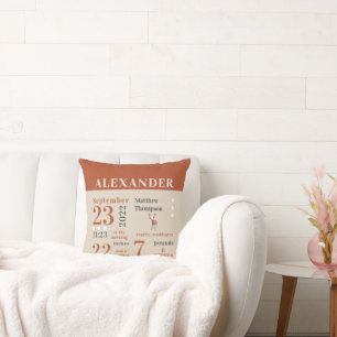 可愛いベビーディアー秋オレンジ誕生統計ボーイ子供部屋 クッション