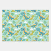 可愛いベビーディノ、ボホスタイルシームレス ラッピングペーパーシート (正面)