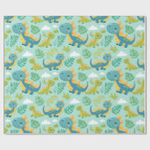 可愛いベビーディノ、ボホスタイルシームレス ラッピングペーパー (フラット)