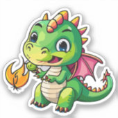 可愛いベビードラゴンと最初の火口付き シール (正面)