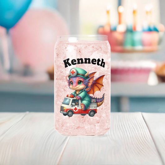 可愛いベビードラゴンのドクター姿! ガラス缶 (インサイチュ (ベビーシャワー))