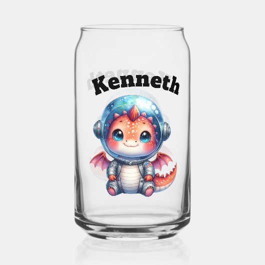 可愛いベビードラゴン宇宙ヘルメット!🐉✨ ガラス缶 (正面)