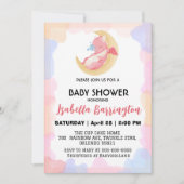 可愛いベビードラゴン恐竜バルーンガールベイビーシャワー 招待状 (正面)