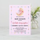 可愛いベビードラゴン恐竜バルーンガールベイビーシャワー 招待状 (スタンド正面)