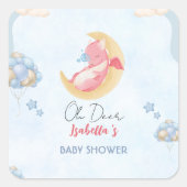 可愛いベビードラゴン恐竜バルーンベイビーシャワー スクエアシール (正面)