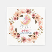 可愛いベビードラゴン恐竜ワイルドフラワーベイビーシャワー スタンダードカクテルナプキン (正面)