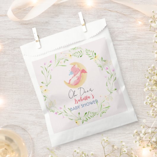 可愛いベビードラゴン恐竜ワイルドフラワーベイビーシャワー フェイバーバッグ (クリップ留めされた状態)