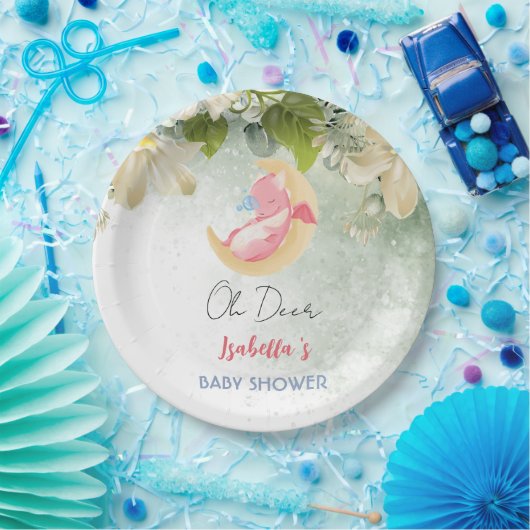 可愛いベビードラゴン恐竜ワイルドフラワーベイビーシャワー ペーパープレート (パーティー)