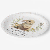 可愛いベビーバニーと蝶の赤ちゃんシャワー ペーパープレート (アングル)