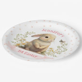 可愛いベビーバニーと蝶1stイースターパーティー ペーパープレート (アングル)