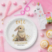 可愛いベビーバニーと蝶1st誕生日パーティー ペーパープレート (パーティー)