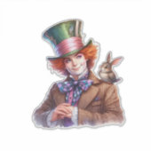 可愛いベビーバニー愛アートのハッター シール (正面)