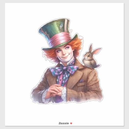 可愛いベビーバニー愛アートのハッター シール (シート)