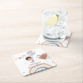 可愛いベビーバルーンアフリカ系アメリカ人の子供の赤ちゃんシャワー ペーパーコースター (インサイチュ)