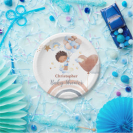 可愛いベビーバルーンアフリカ系アメリカ人の子供の赤ちゃんシャワー ペーパープレート