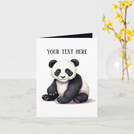 可愛いベビーパンダベア追加文字任意の目的 カード (黄色い花)