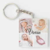可愛いベビーパーソナライズされた写真コラージュテンプレート キーホルダー (正面)