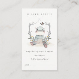 可愛いベビーヒッポ葉おむつラッフルベビーシャワー エンクロージャーカード