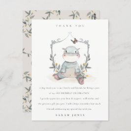 可愛いベビーヒッポ葉Any Age誕生日ありがとう ポストカード