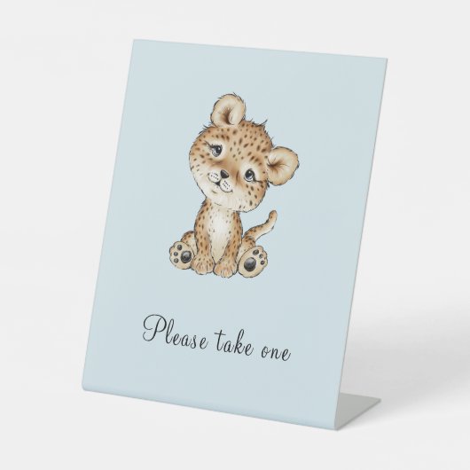 可愛いベビーヒョウお願い1台座看板 台座サイン (正面)