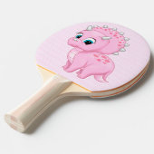 可愛いベビーピンクトリケラトプス恐竜 卓球ラケット (正面アングル)