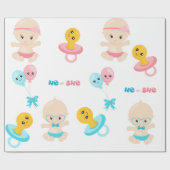 可愛いベビーピンクブルージェンダーパーティー ラッピングペーパー (フラット)